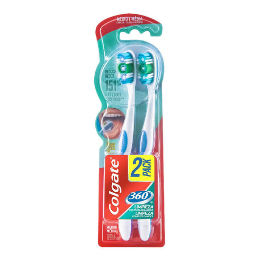 Cepillo Dental Colgate 360 Medio 2 piezas