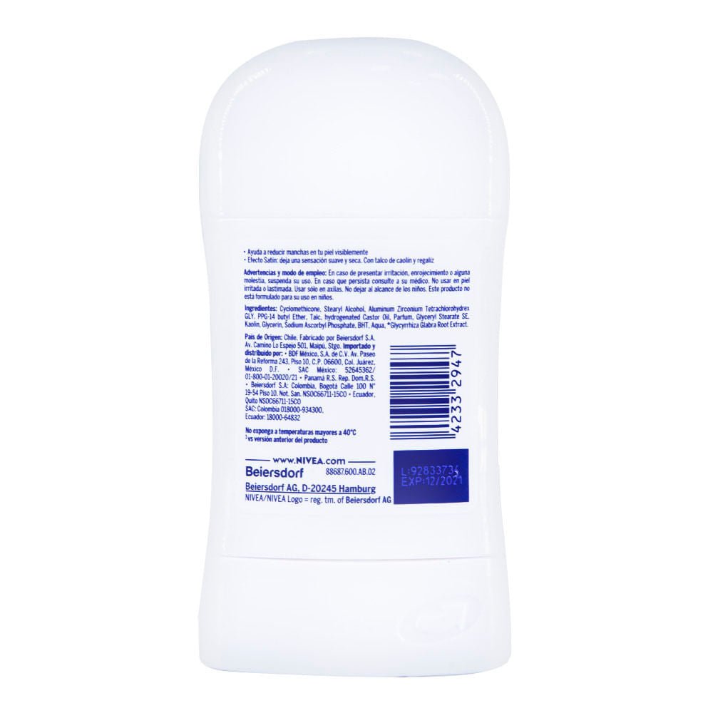 Desodorante Nivea Aclarado Efecto Satín 50 g