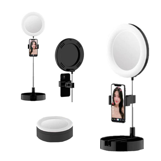 Aro de Luz Con Espejo y Soporte Para Celular