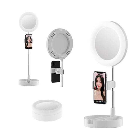 Aro de Luz Con Espejo y Soporte Para Celular
