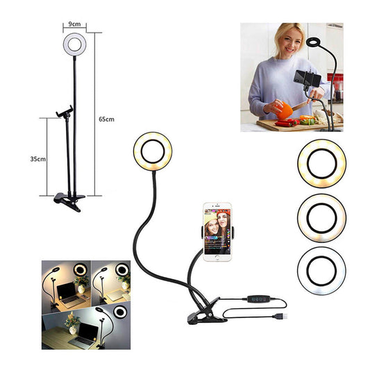 Aro de Luz de 9 cm Con Soporte Para Celular