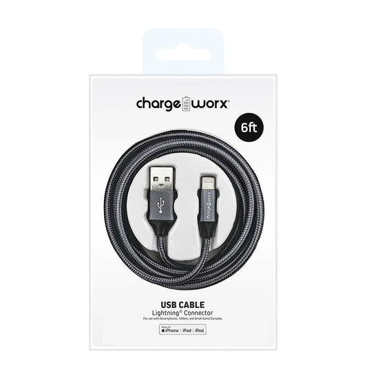 Cable de Cargador Chargeworx USB-C 6' Negro
