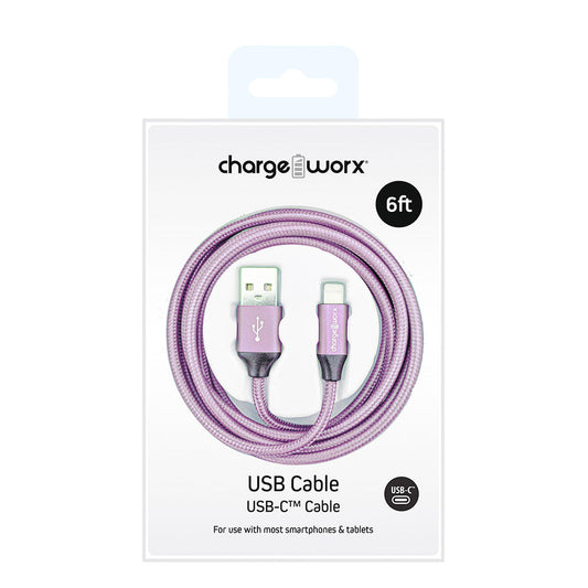 Cable de Cargador Chargeworx USB-C 6' Light Pink