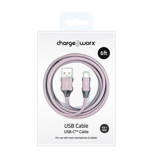 Cable de Cargador Chargeworx USB-C 6' Rose Gold