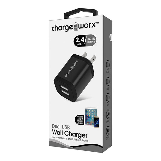 Cargador de Pared USB Doble Chargeworx 2.4 Negro