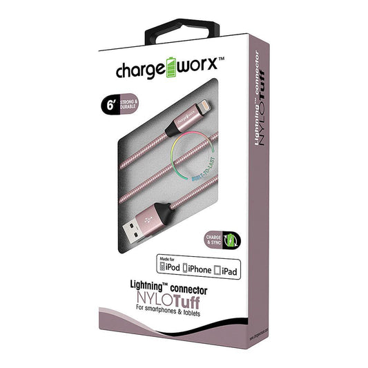 Cable de Carga y Sincronización Lightning Chargeworx "NYLO" Tuff de 6 Pies