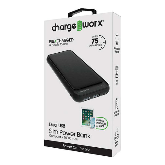 Batería Portátil Chargeworx de 10000mAh Dual USB