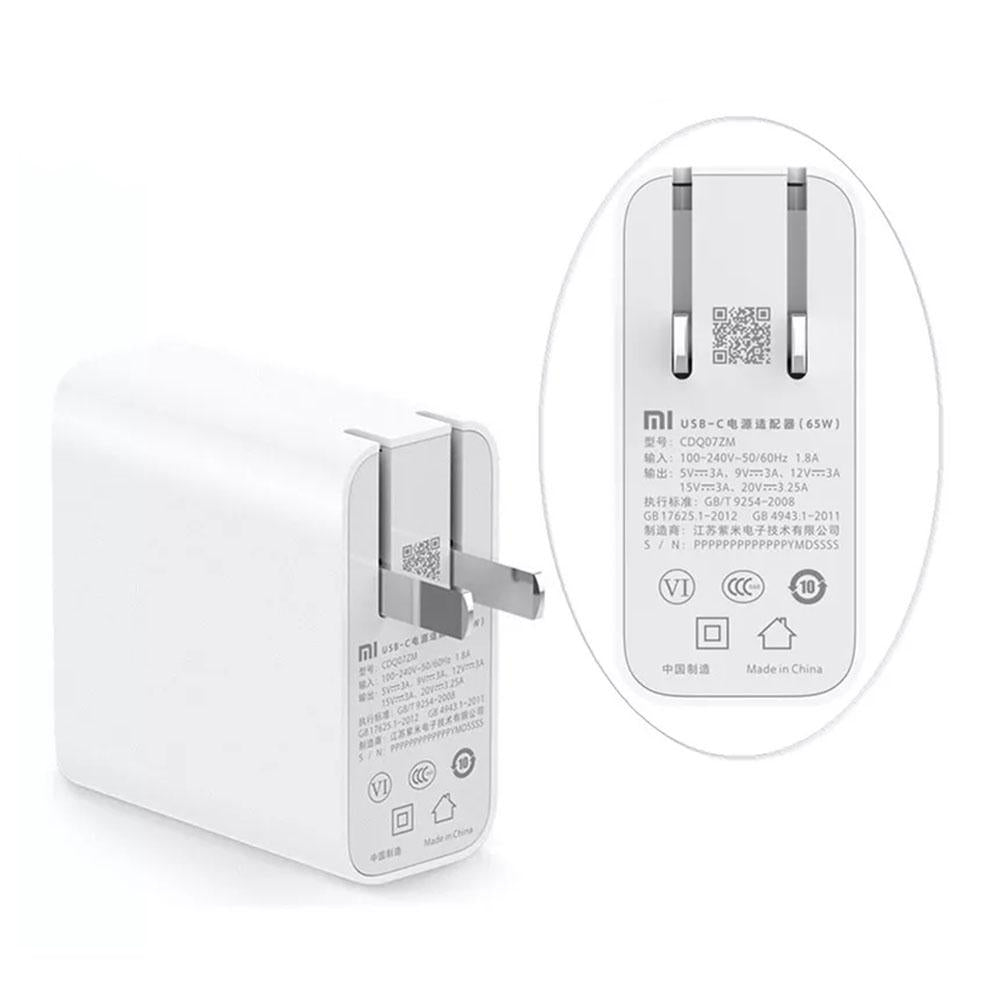 Adaptador de Corriente Xiaomi USB-C de 65 Watts Blanco