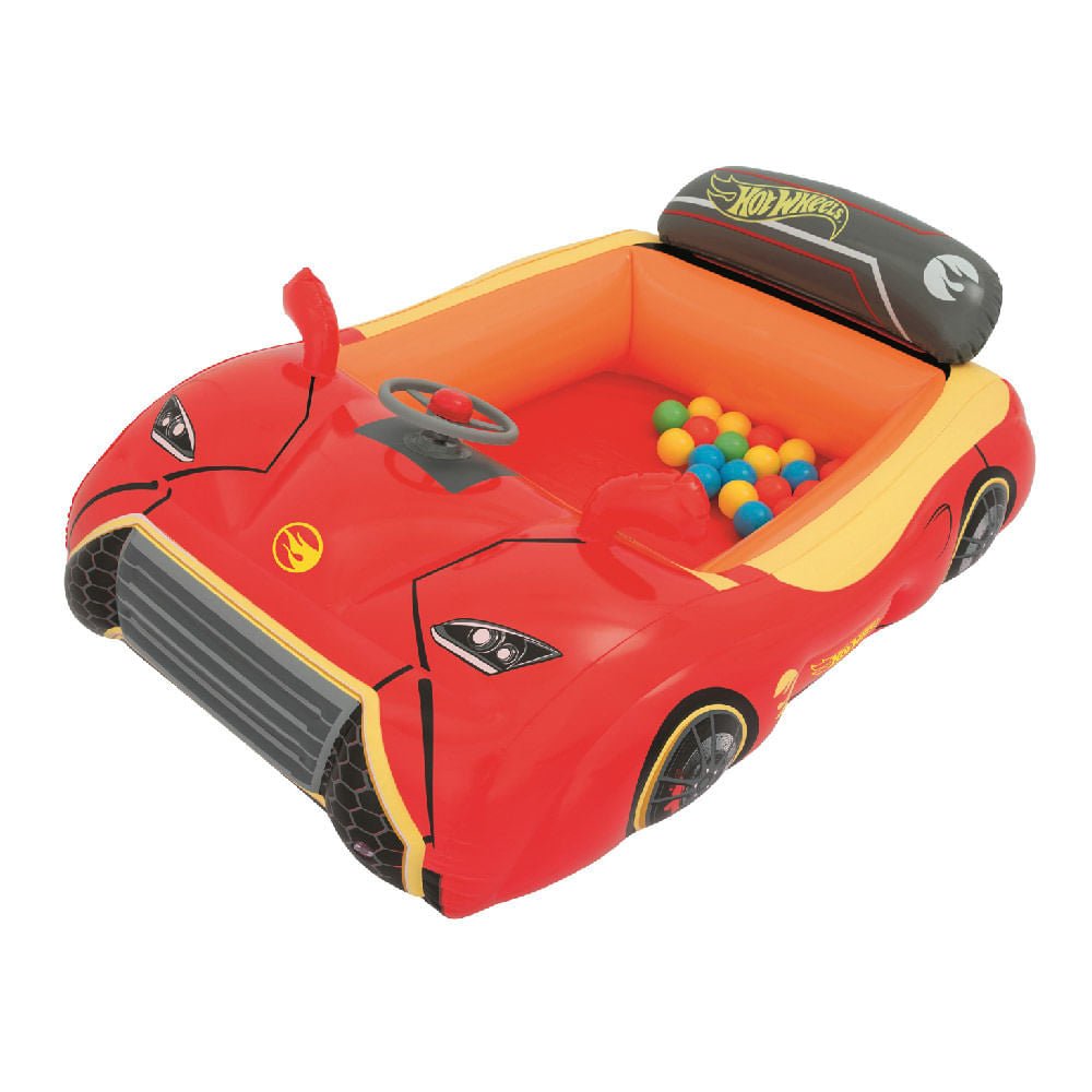 Flotador Bestway Forma de Carro Hot Wheels con Pelotitas