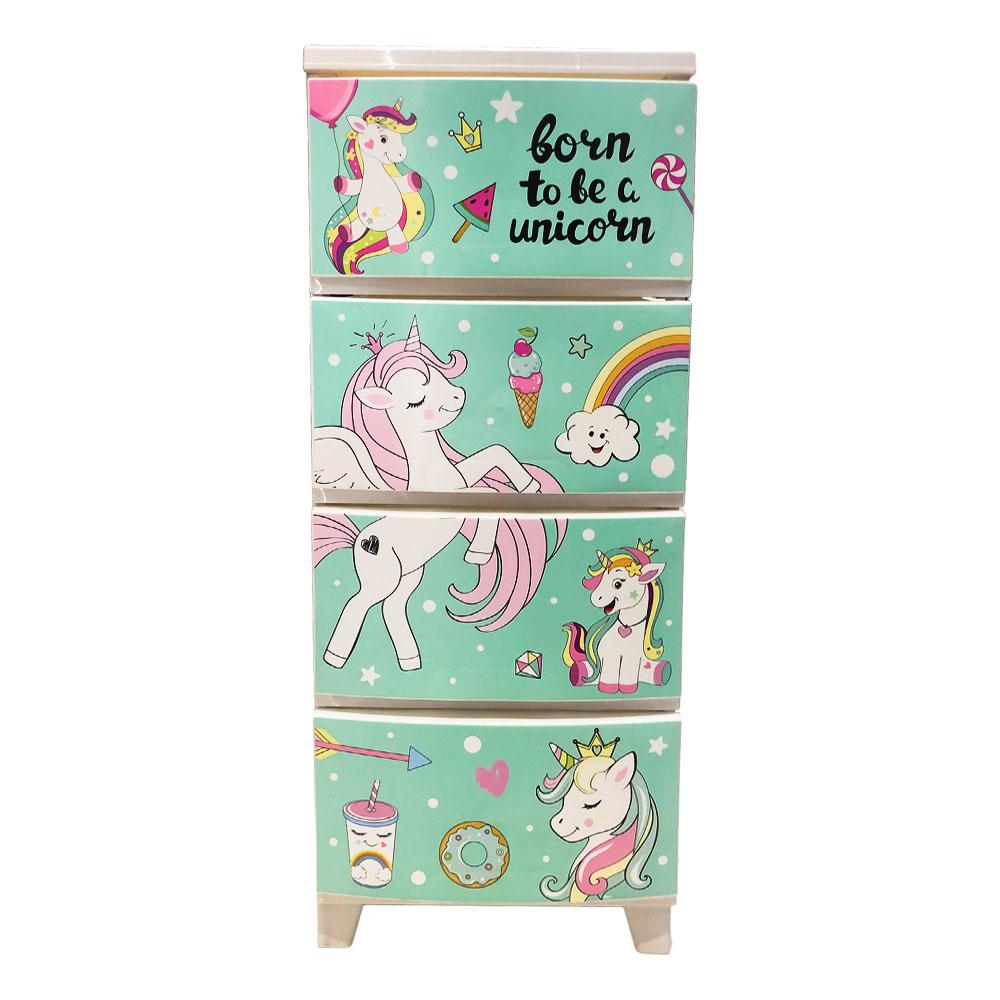Gavetero Plástico Fiore 4 Niveles Infantil Unicornio
