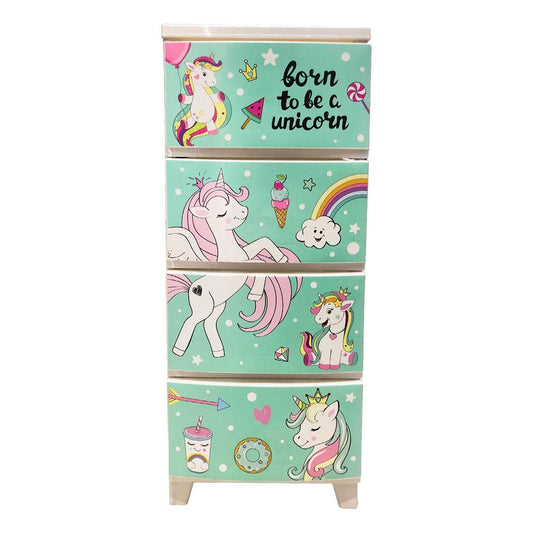 Gavetero Plástico Fiore 4 Niveles Infantil Unicornio