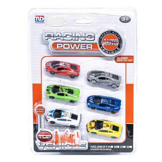 Carritos Racing Power Star Toys 6 Piezas