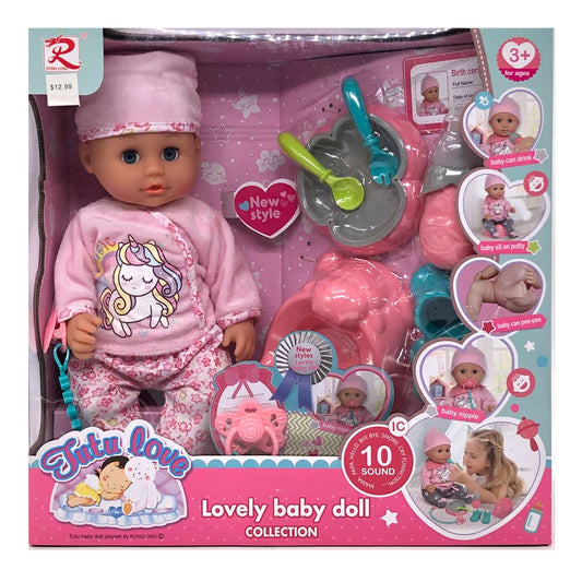 Muñeca Bebe Tutu Love Con Accesorios y Sonido