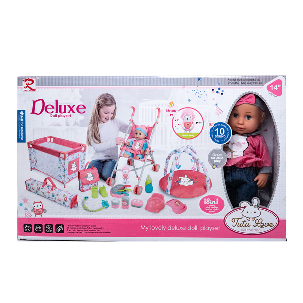 Muñeca Bebé Tutu Love Con Sonidos y Accesorios de 14"