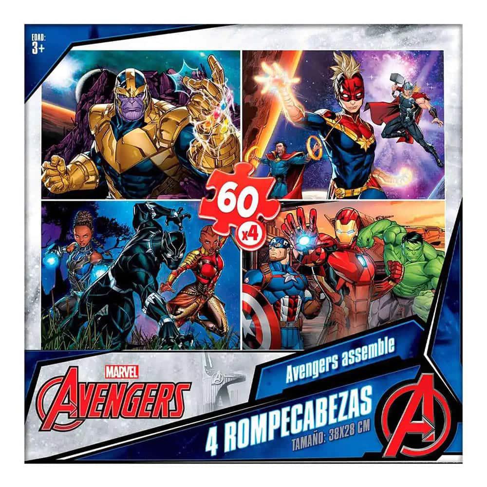 Rompecabezas Avengers de 60 Piezas 4 en 1