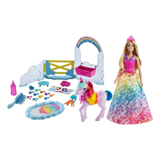 Muñeca Barbie Unicornio Arcoíris Con Accesorios