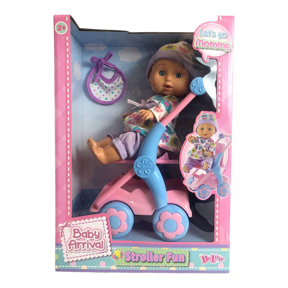 Muñeca Bebé Deluxe Con Coche