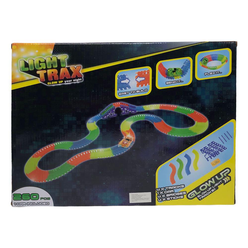 Pista Flexible Light Trax Con Auto y Puente 260 Piezas