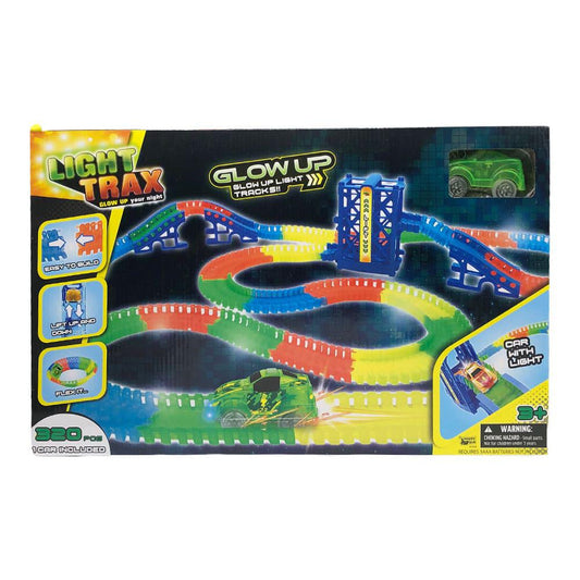 Pista Flexible Light Trax Con Auto y Elevador 320 Piezas