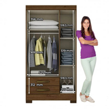 Closet Henn 3 Puertas 2 Gavetas de MDF