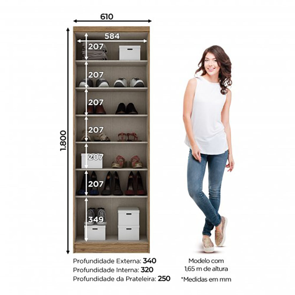 Closet Henn MDF de 2 Puertas Rústico / Blanco