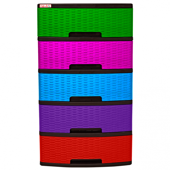 Gavetero Tipo Rattan Plastimas de 5 Niveles 5 Gavetas