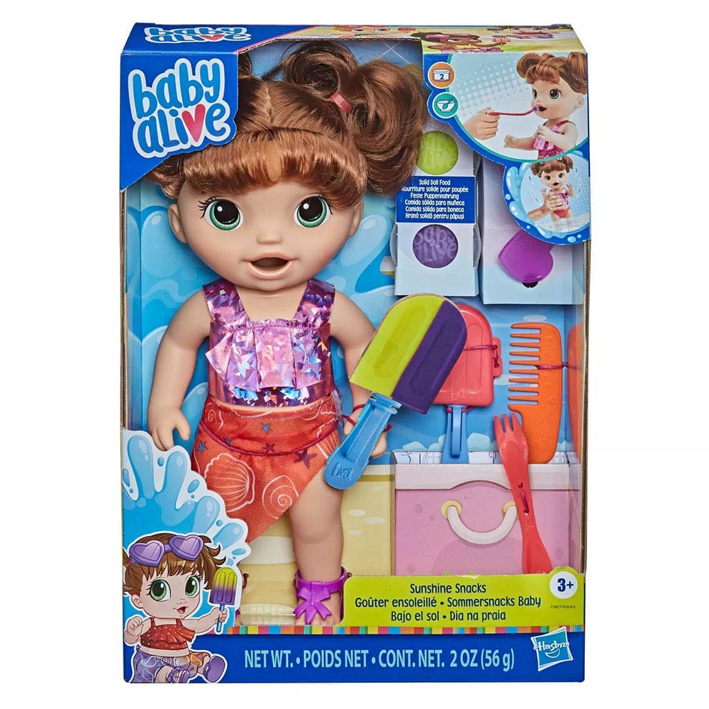 Muñeca Baby Alive Bebe Sunshine Snacks Cabello Castaño