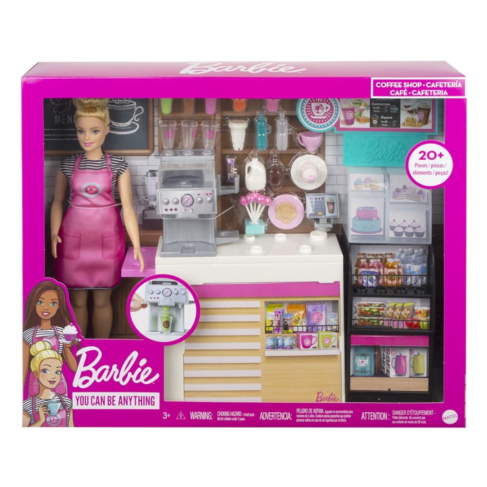 Muñeca Barbie Con Juego de Cafetería