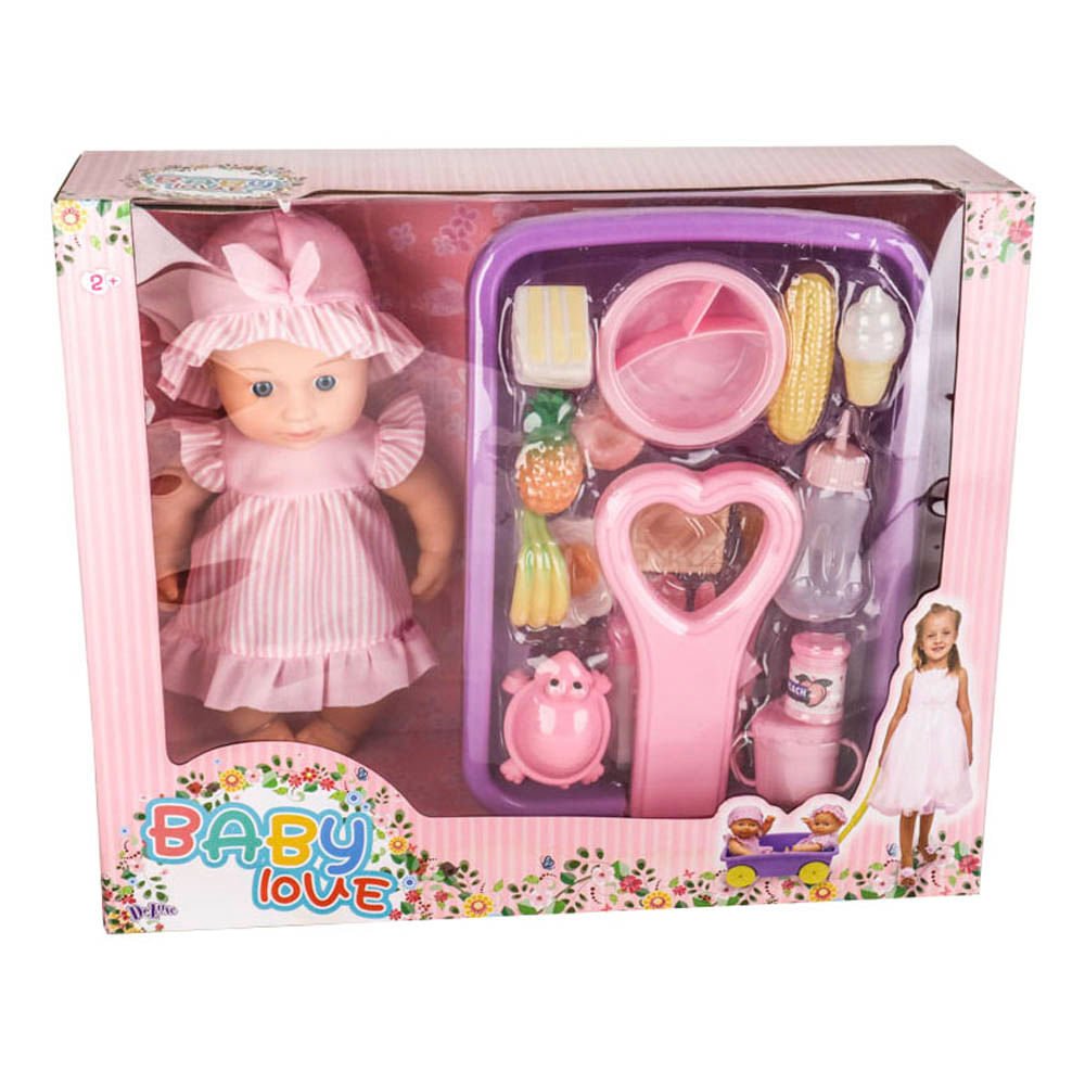 Muñeca Bebe Con Carretilla y Accesorios Deluxe