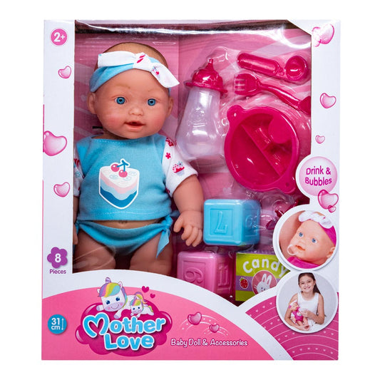 Muñeca Bebe Mother Love Drink & Bubbles 31 cm
