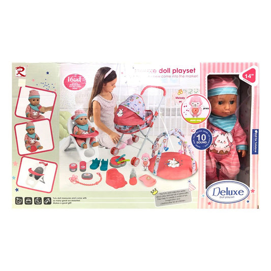 Muñeca Bebé Star Toys Con Sonidos y Accesorios de 14"
