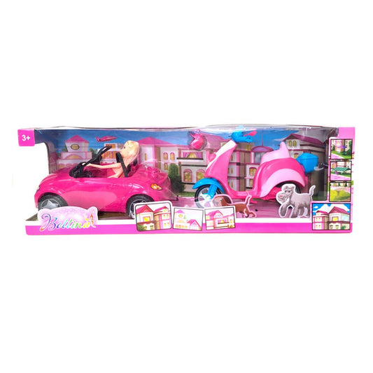 Muñeca Bettina Star Toys Con Carro y Moto