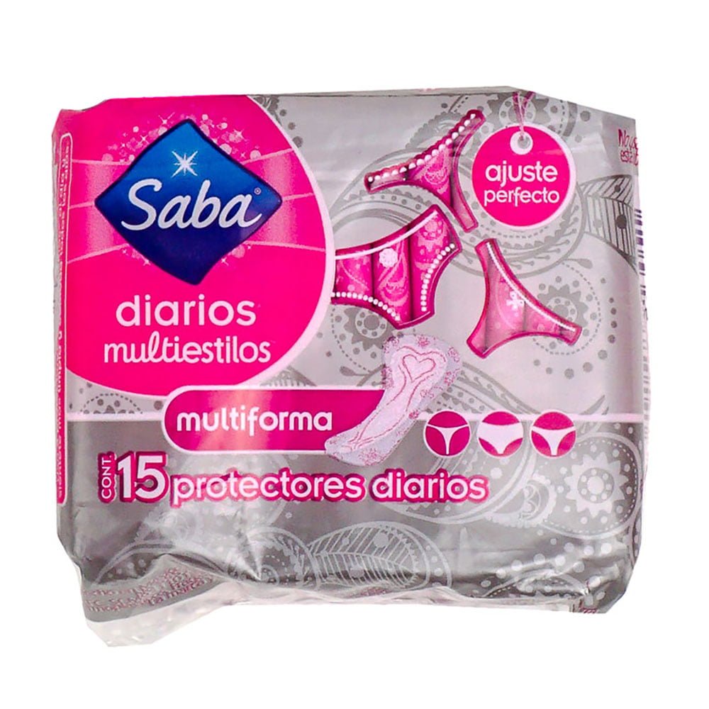Protectores Diarios Saba Multiestilo 15 Piezas