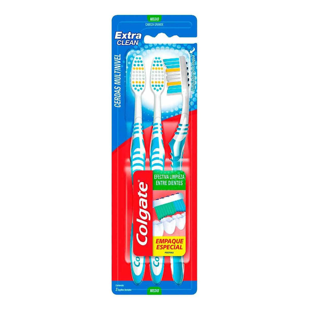 Cepillo Dental Colgate Extra Clean 3 Piezas - Surtido