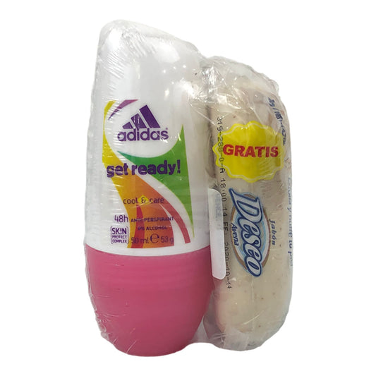 Desodorante Roll On Adidas Ready+Jabón Dama 50 g