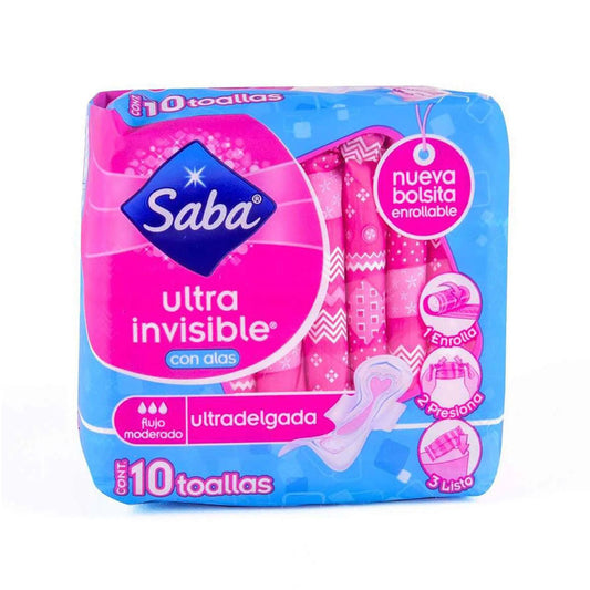 Toallas Sanitarias Saba Invisible Delgada 10 Piezas