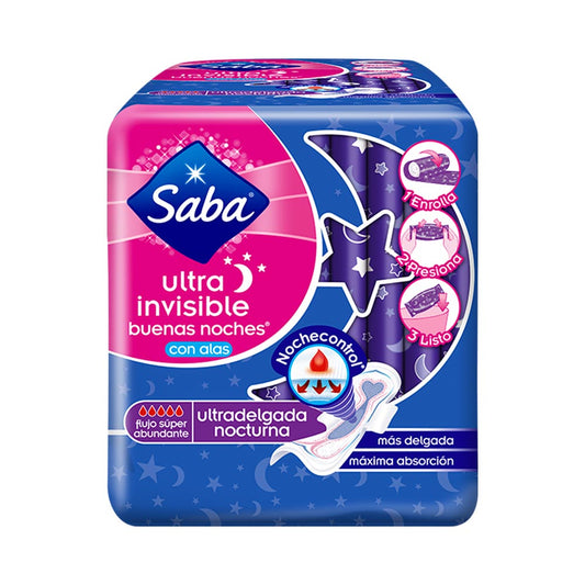 Tollas Sanitarias Saba Buenas Noches Ultra Invisible Con Alas 12 Unidades