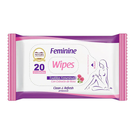 Toallitas Femeninas Nevada Extracto Rosas 20 Piezas