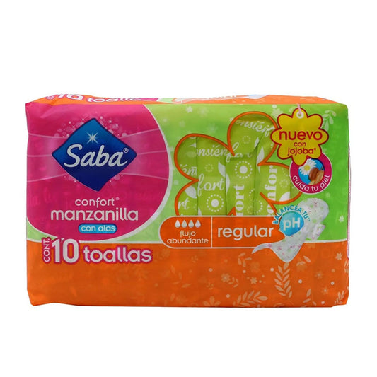 Toallas Sanitarias Saba Confort Manzanilla 10 Piezas