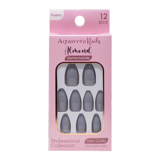 Uñas Falsas Aquavera Almond 5 Para Dama 12 Piezas