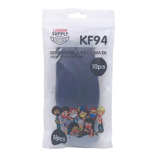 Mascarilla Desechable KF94 London Azul Marino Infantil 10 Piezas