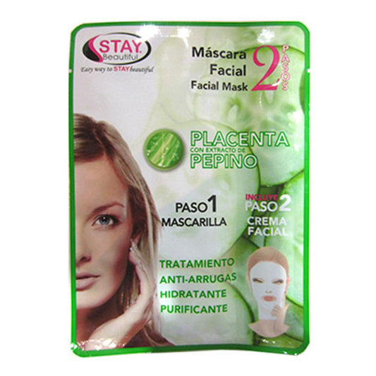 Mascara Facial Placenta Stay Beautiful Con Extracto de Pepino