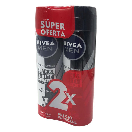 Desodorante en Spray Nivea Black & White Invisible Original 2 Piezas