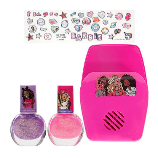 Kit de Esmaltes y Secador de Uñas Barbie Para Niña
