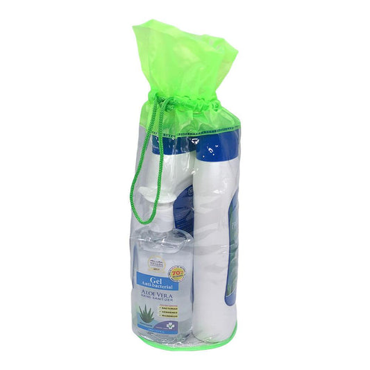 Set de Shampoo Acondicionador y Gel Antibacterial Nevada Con Aloe Vera