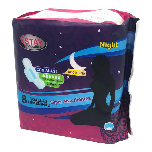 Toallas Sanitarias Stay B Nocturna 8Pza