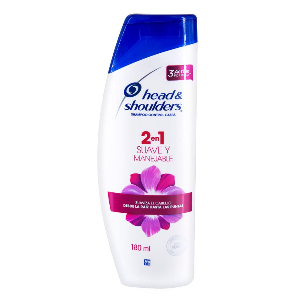Shampoo Head & Shoulders 2 en 1 Suave y Manejable 180 ml