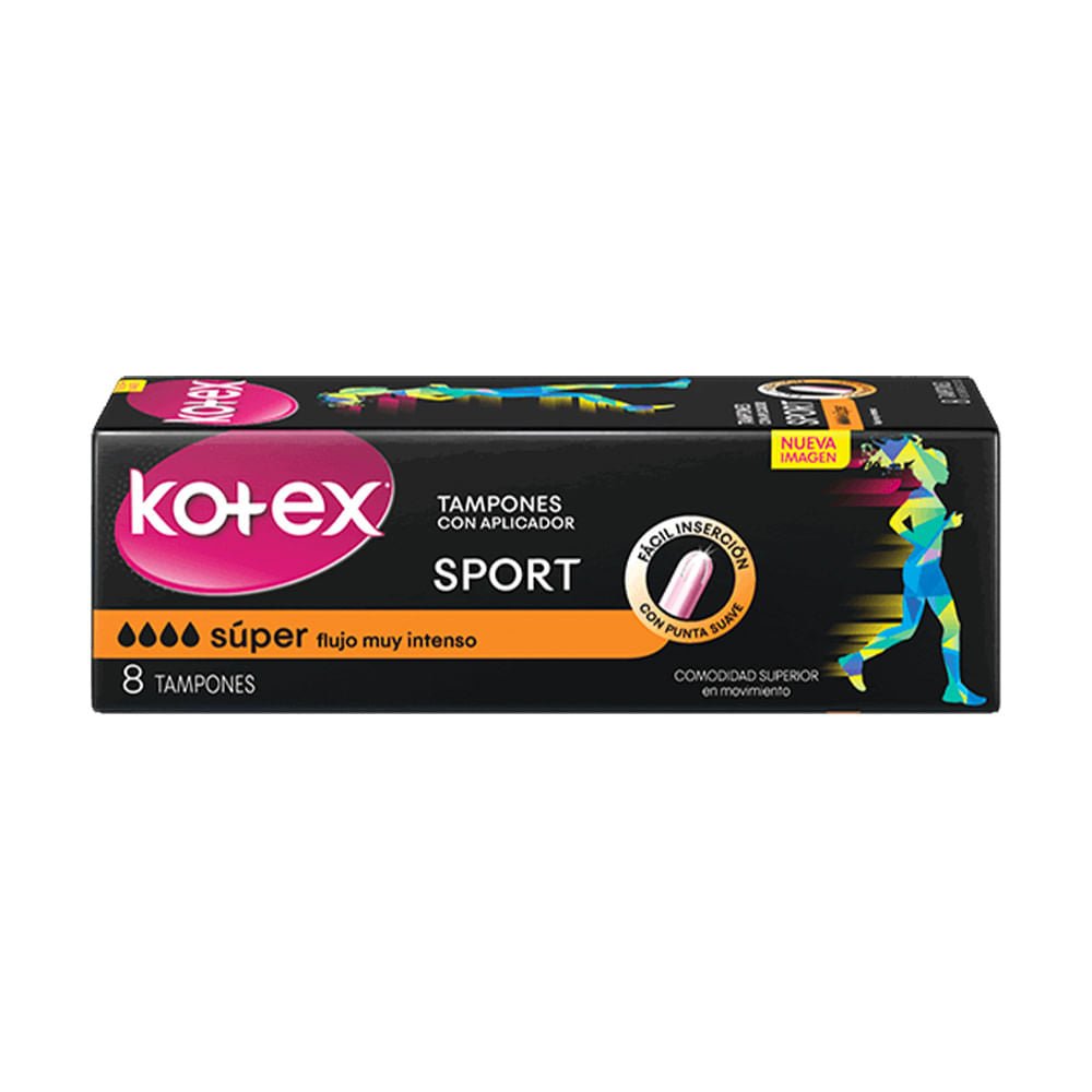 Tampones Kotex Sport Super Con Aplicador 8 Unidades