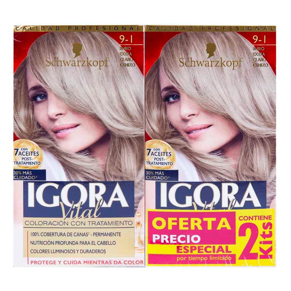 Tinte Igora Vital 9 Rubio Extra Claro Cenizo 9-1