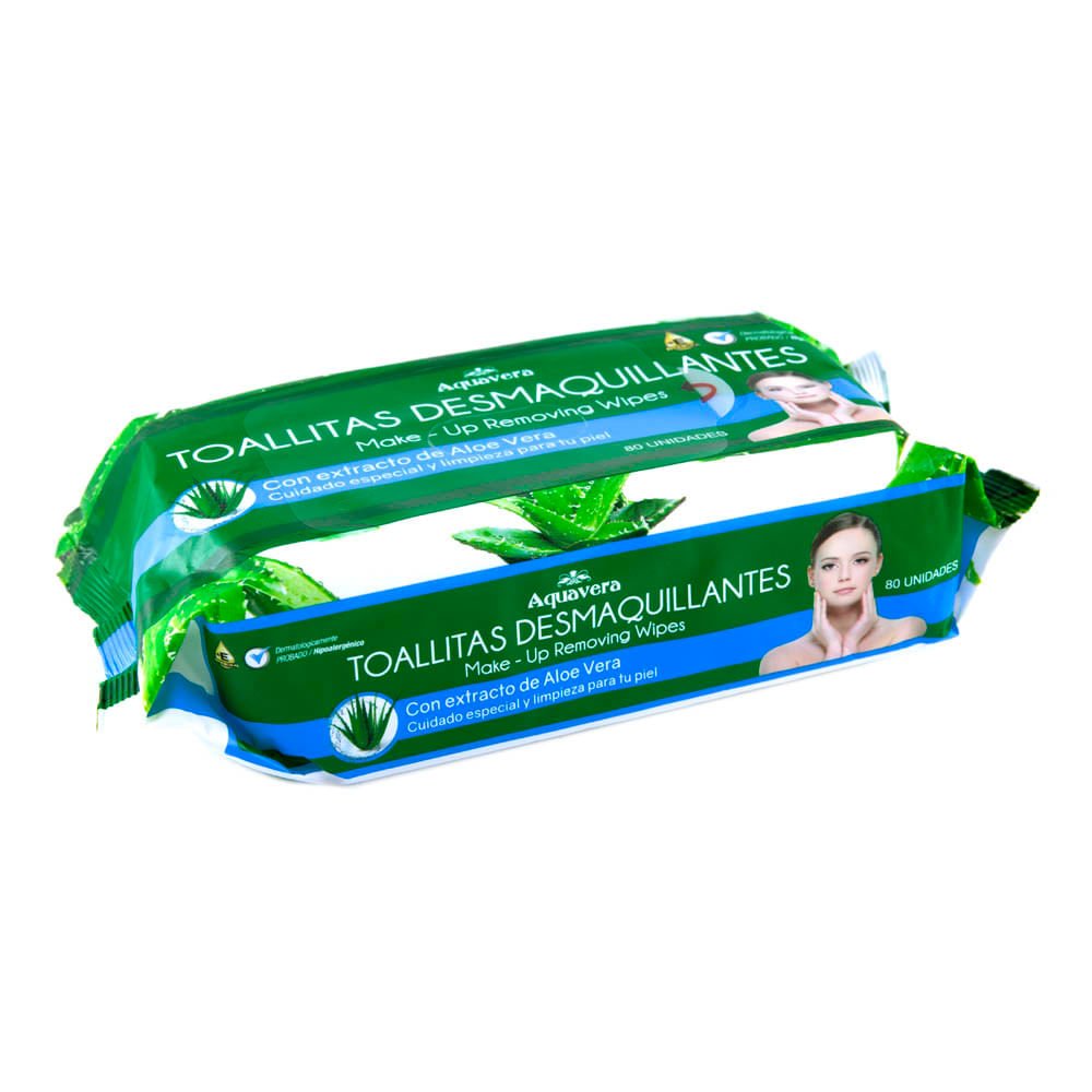 Toallas Desmaquillante Aquavera Aloe 80 Piezas